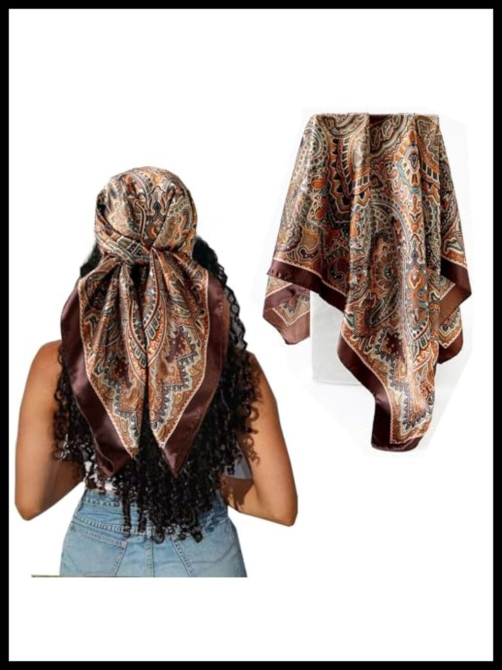 Satin Silk Like Hair Scarf 35" Large Square Bandana Head Wrap for Women